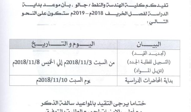 كليتا الهندسة والنفط جالو والآداب والعلوم الواحات تباشران تجديد القيد وتنزيل المواد لطلابهما