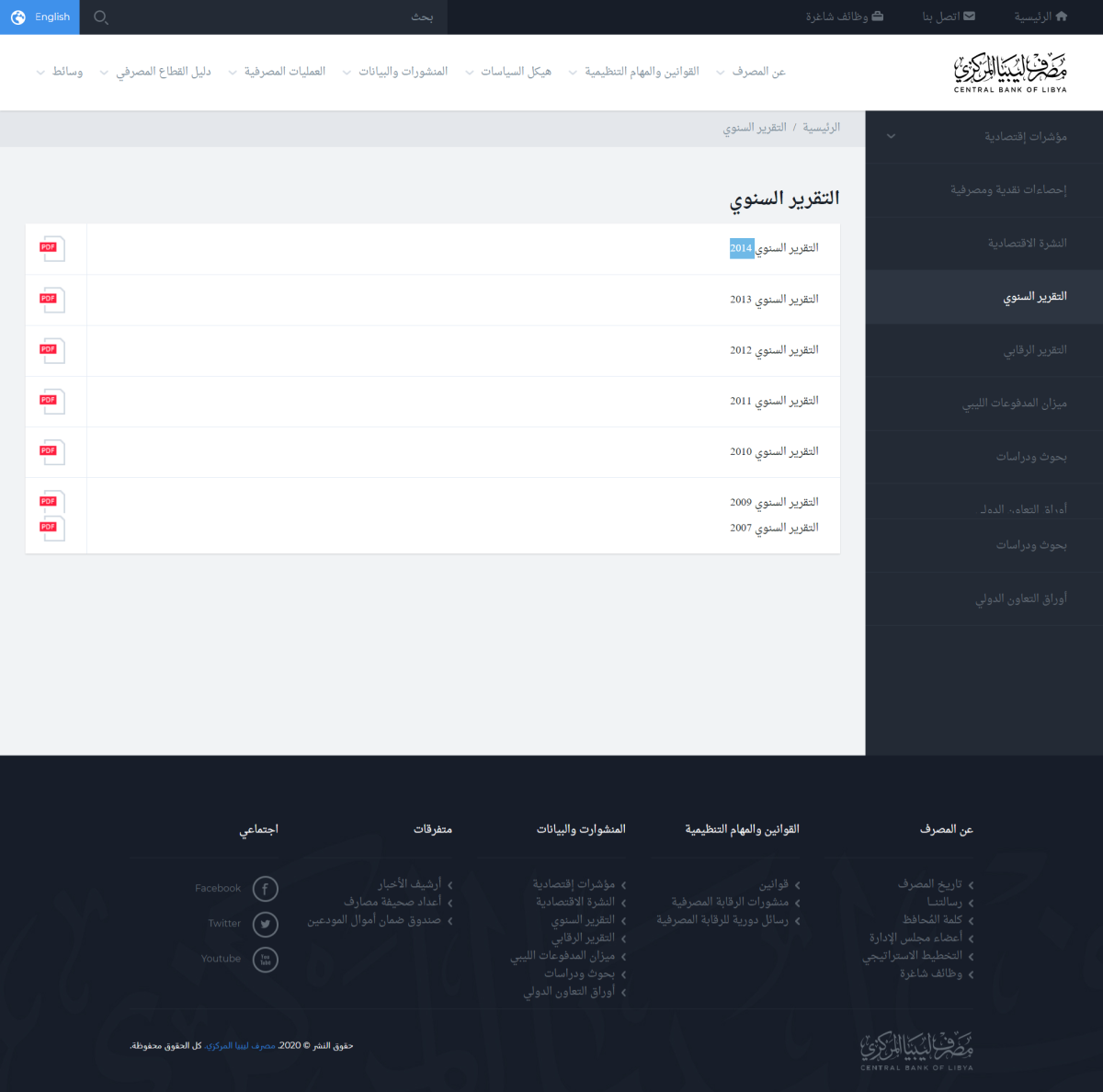 آخر تقرير سنوي نشره مصرف ليبيا المركزي كان عام 2014