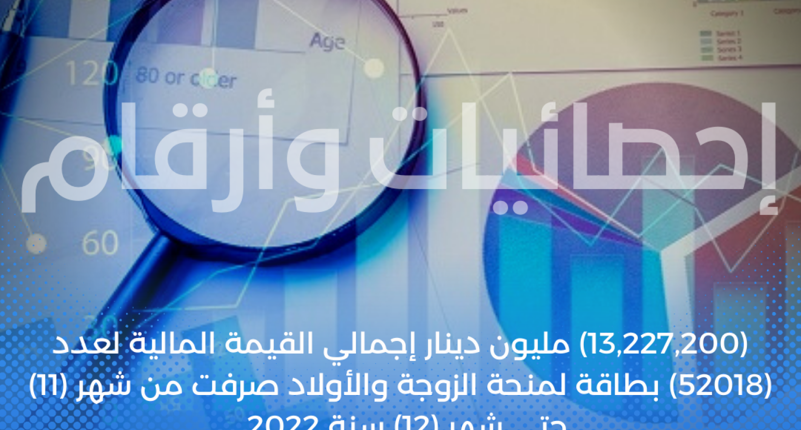 (13,227,200) القيمة المالية لعدد (52018) بطاقة لمنحة الزوجة والأولاد عن أخر شهرين في عام 2022