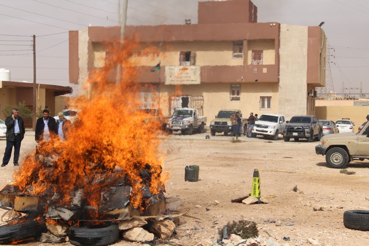 مصلحة الجمارك الليبية تتلف كميات من المخدرات تم ضبطها مؤخراً