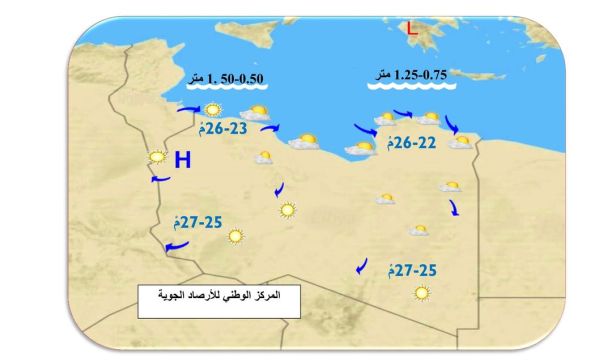 النشرة الجوية ليوم الخميس الموافق 16 – 11– 2023 الصادرة عن المركز الوطني للأرصاد الجوية