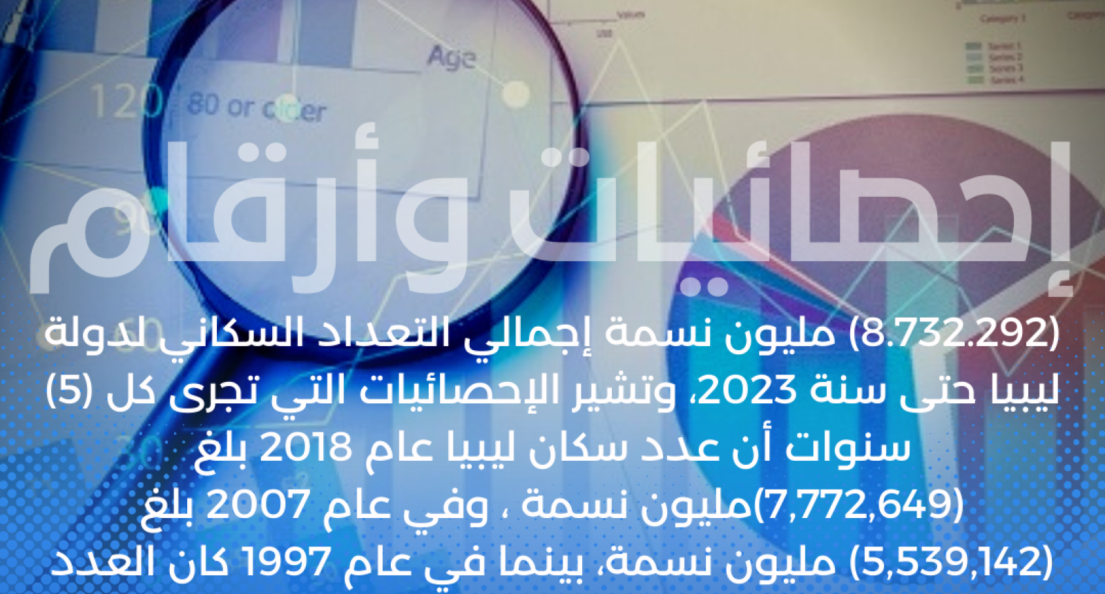 (8.732.292) مليون نسمة إجمالي التعداد السكاني لدولة ليبيا حتى سنة 2023