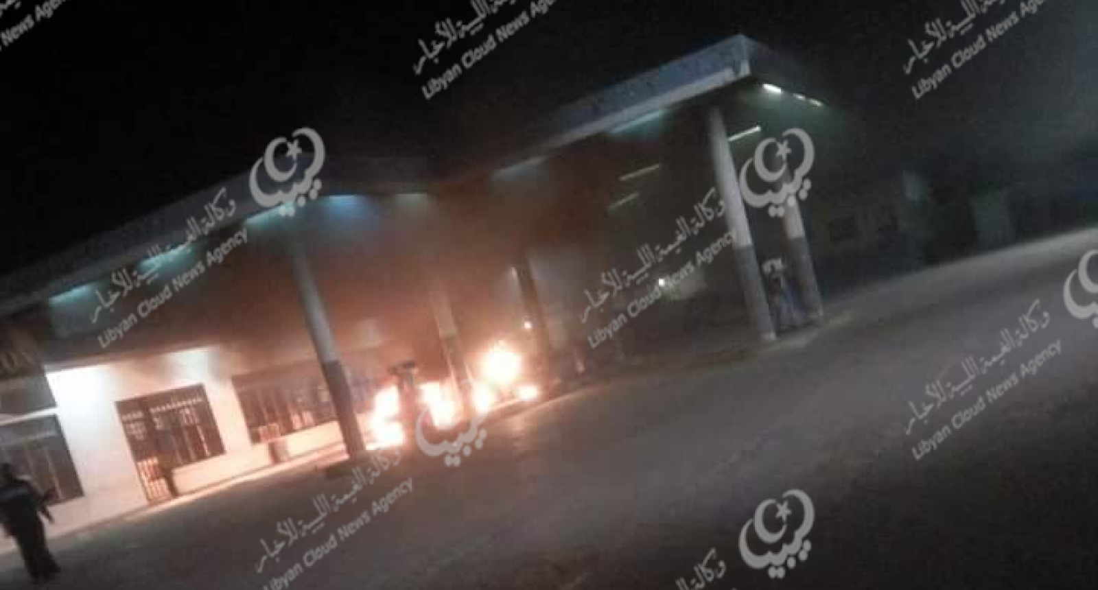 اندلاع حريق بإحدى محطات الوقود بصبراتة